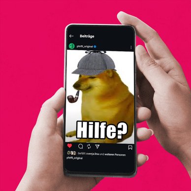 Pfeffi Instagram Screen vor Saure Kirsche Hintergrund