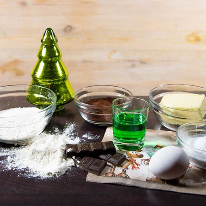 Pfeffi Rezept Süße Sünde Zutaten Das Bild zeigt diverse Backzutaten nebst bestem Pfeffi