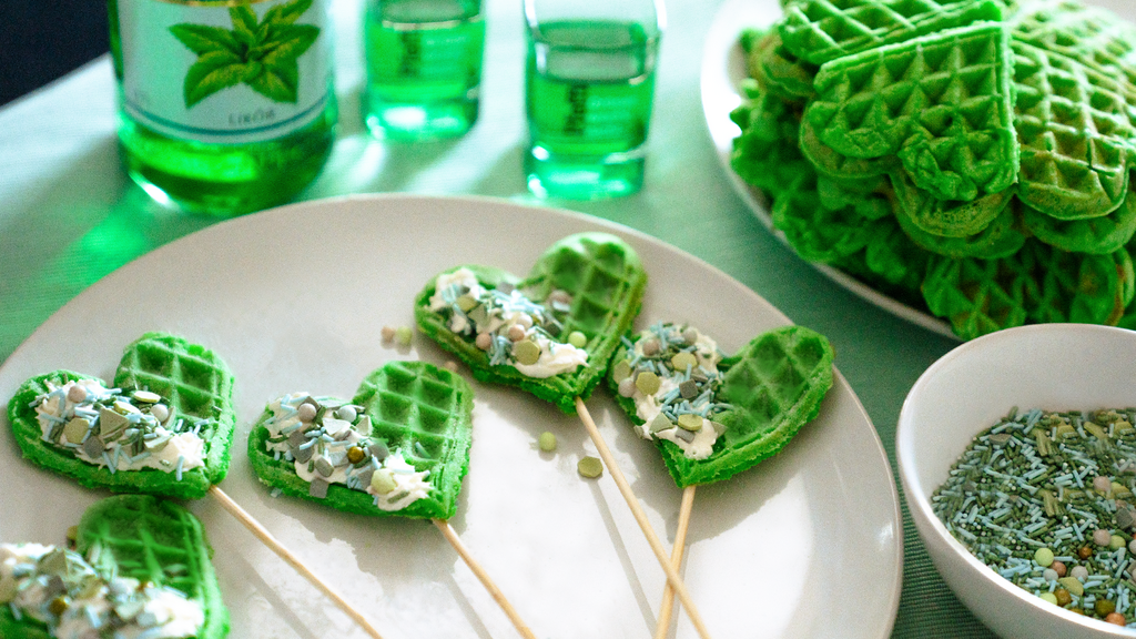Pfeffi Herz-Waffeln - Leckere Waffeln mit Pfeffi und Streuseln